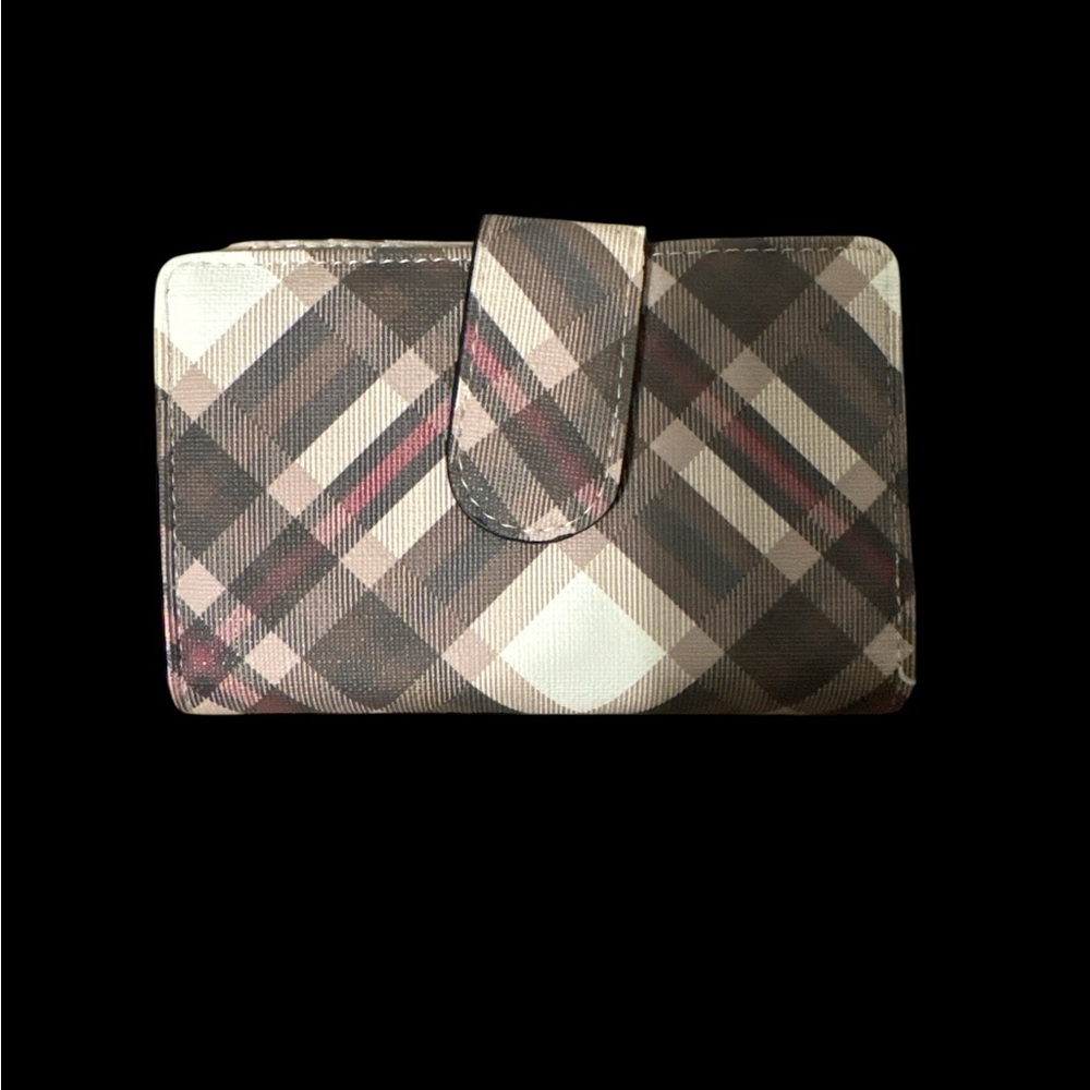 Plaid Wallet with Snap Closure